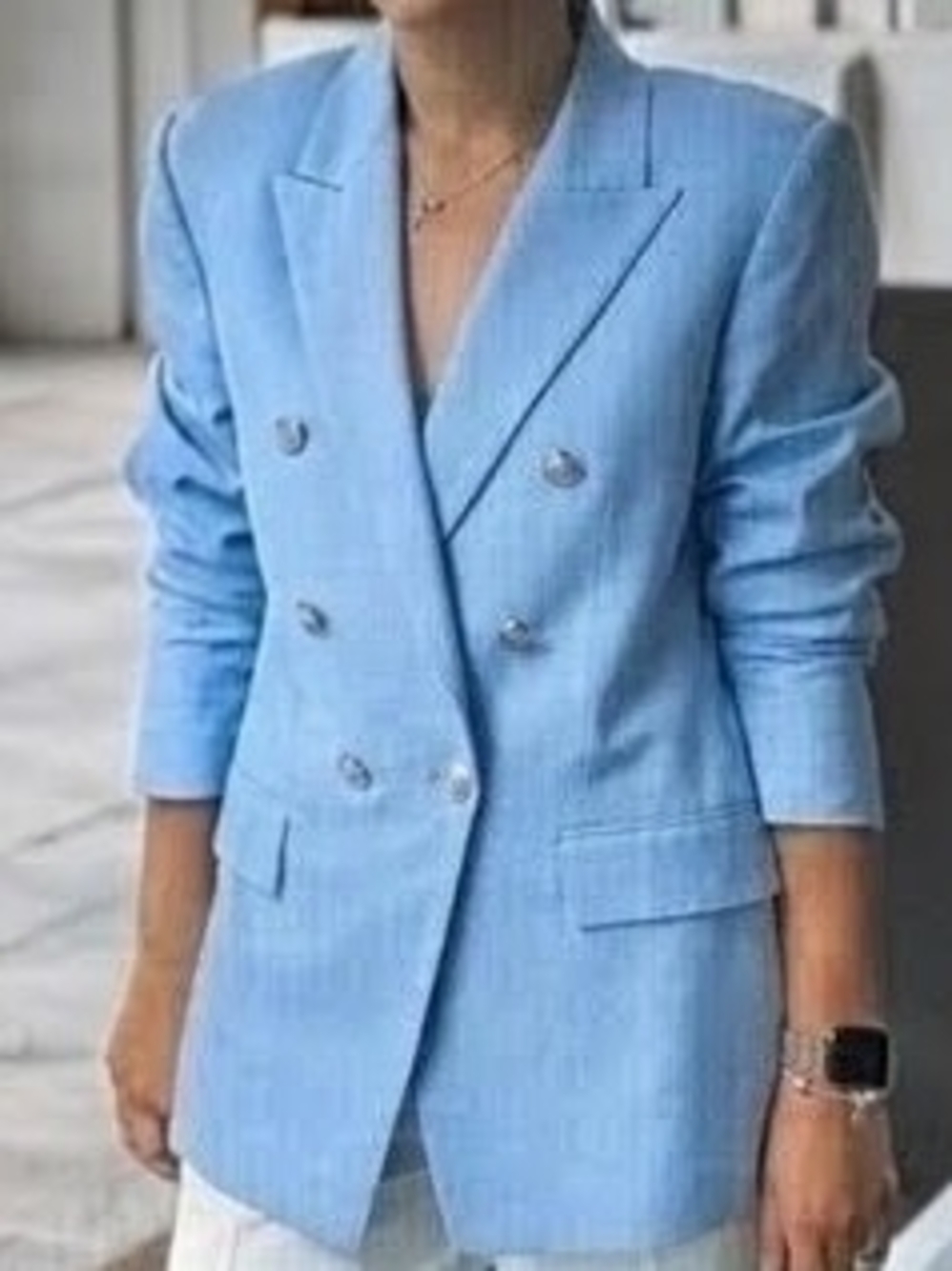 Zara Double-Breasted Sky Blue Blazer